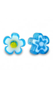 Millefiori beads flower 5-6x3mm - Azure turquoise blue